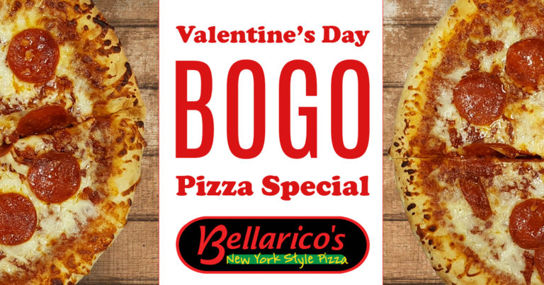 Valentine's BOGO Pizza Special 2018 - Buy 1st pizza at $9.99 get 2nd Free